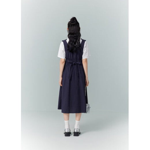 Zihan (ZIHAN) Zihan simple shirt dress suit women's summer new sweet shirt mid-length skirt two-piece set black navy XS