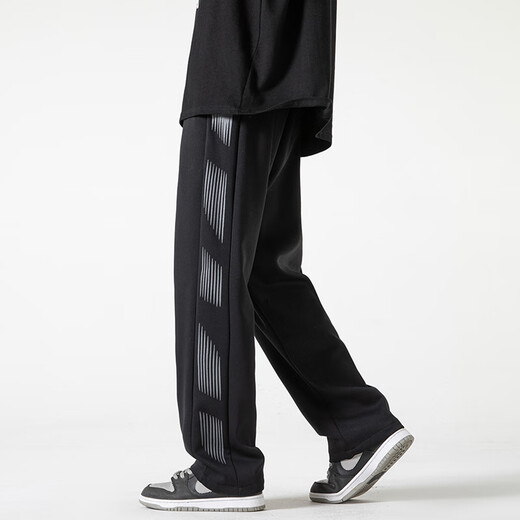 Foss Phil casual pants men's spring and summer trend American high street loose sports straight men's pants 902 black XL
