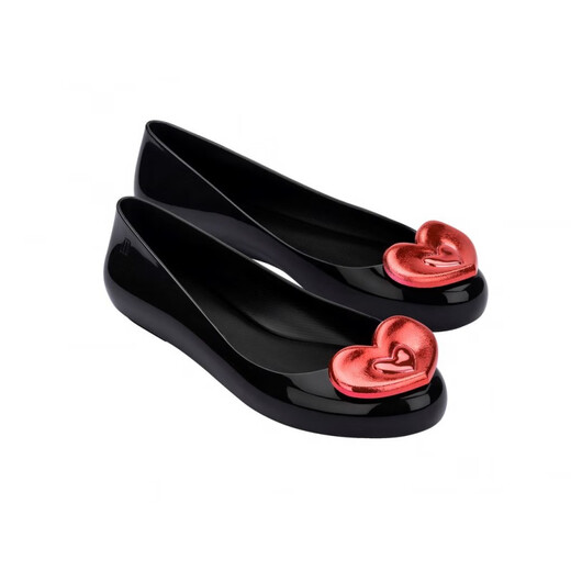 Melissa2024 new love round toe casual shallow mouth women's single shoes jelly shoes flat sandals black size 38
