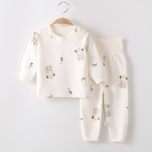 缤丽猫新生儿无骨纯棉四季简约套装婴儿衣服分体二件套装男女宝宝童装 肩扣套装-月亮羊 80