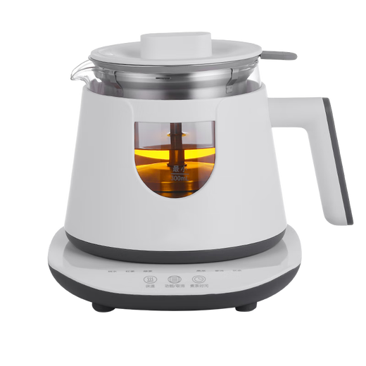 FUNORK tea kettle, steam spray health kettle, insulated black tea steaming tea kettle, office tea and water all-in-one smart model (rubber-coated to prevent scalding) 0.8L