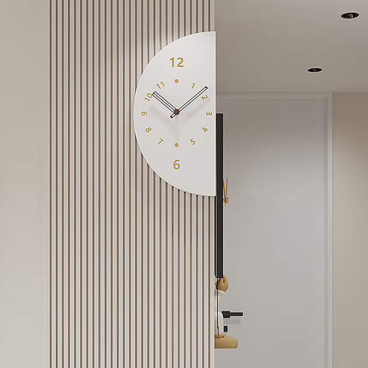 Psyche 2025 New Modern Simple Living Room Corner Double-Sided Wall Clock Home Silent Corner Clock Restaurant Clock Wall Wall Large + Voice Control Lamp + Swing Qiancheng Mobai