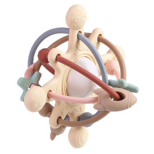 Jingmengyuan ball teether baby teething hand grasping ball chewing gum toy food grade silicone anti-eating hand artifact milk white