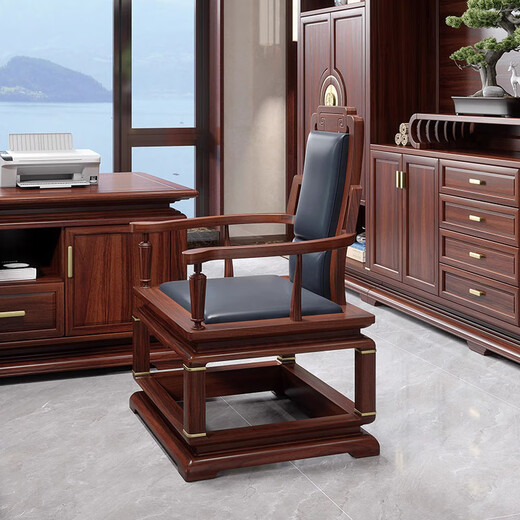 YARXCHEG desk boss desk new Chinese style all solid wood chairman's study office president desk ebony wood executive desk 3.6 meters boss desk