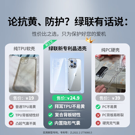 Green Alliance Suitable for iphone15promax mobile phone case Apple 15ProMax airbag anti-fall protective cover ultra-thin lens full package anti-yellowing anti-wear and shockproof transparent men's and women's models