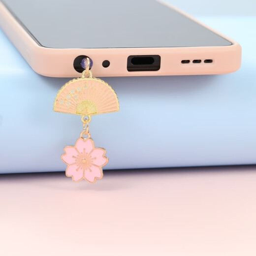Ye Yu is suitable for retro fan size mobile phone charging port, earphone hole, dustproof plug, jewelry pendant plug, male and female couple, white fan charging plug, Type-C oval interface (anti-lost rope)