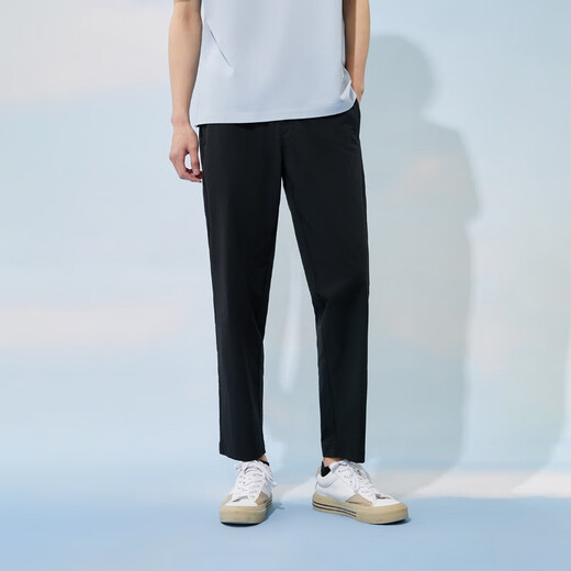 JACK&JONES 25 Jahre alte Herren-Freizeithose, Herren-Seersucker-Herbst-dünne Hose, High-End-Business-Casual-Herrenhose, Neun-Punkt-Hose, schwarz, E40, normal, 33 180