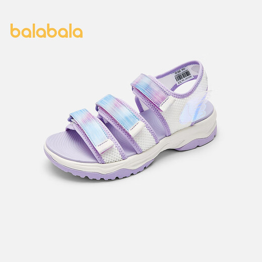 Balabala children's shoes children's sports sandals girls beach shoes summer sweet mesh breathable shoes Velcro pink purple 70005 36 (foot length 22.1-22.7/inner length 23.2)
