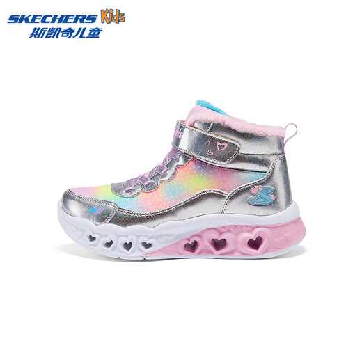 Skechers children's snow boots autumn and winter warm sports shoes girls comfortable flashing casual cotton boots 302677L