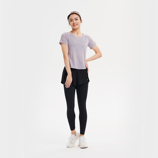 Mantenga las leggings transpirables de secado rápido para mujeres para mujeres que corren moda falsa de dos piezas de dos piezas 12588 clásico negro m