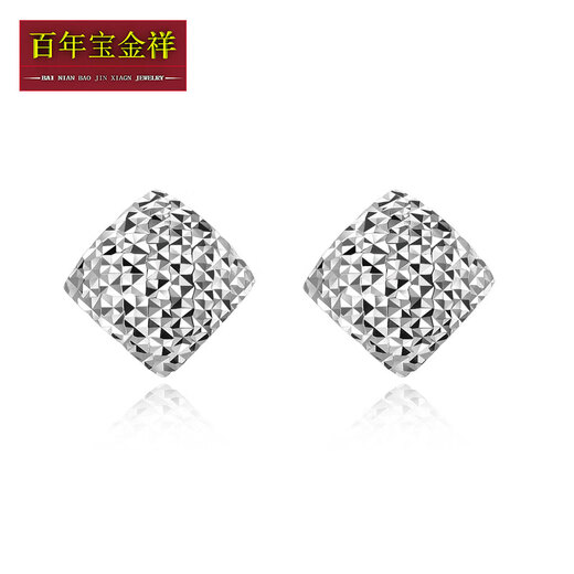 Centenary Baojinxiang platinum pt950 ear hooks for women genuine car flower square platinum earrings plain platinum earrings super flash fashion earrings large width about 14.5mm weight about 1.9-2.1 grams