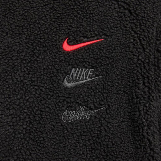 Nike (Nike) Jacket Men's Spring 2025 CNY Dragon Year Limited New Tres-Hook Imitation Lamb Stand Collar Sports Clothing FZ6194-010 Negro L