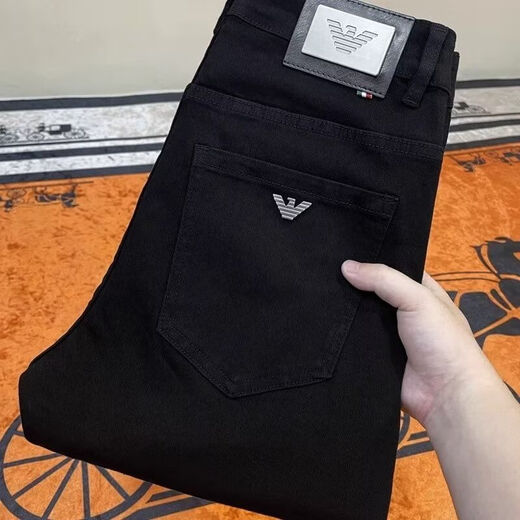 
FALAMONE Armani Jeans Men's High-end Pants High-end Slim Black Stretch Legs Washed 2025 versatile new DT6624 Black 34 34