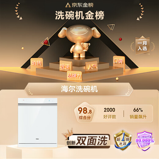 Haier W5000S double-sided washable built-in dishwasher Yunxi white 15 sets large capacity first-class water efficiency smart door opening quick drying EYBW152266W EU1 national subsidy