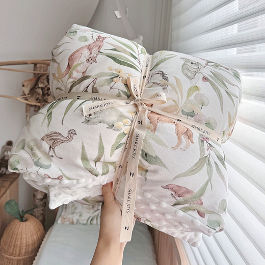 Blue Class A knitted cotton quilt cover single cotton children's spring and summer bean quilt single piece baby autumn kindergarten baby quilt cover Class A 200g knitted cotton Jungle Adventure-BL single quilt cover 120*150cm