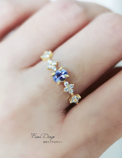Shilian December birthstone original 14K gold-filled natural tanzanite zircon niche four-leaf clover ring customized natural tanzanite adjustable ring
