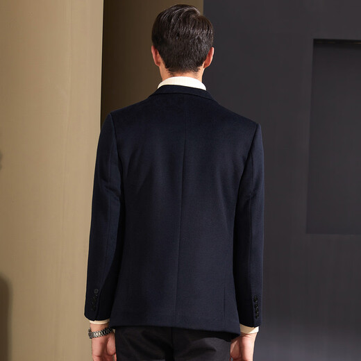 Antonio [leichter Luxuskaschmir + Wolle] Business Cashmere Anzug Herrenpendler Wolljacke Herbst und Winter Wollanzug Marine Blau 52 (180/96a)