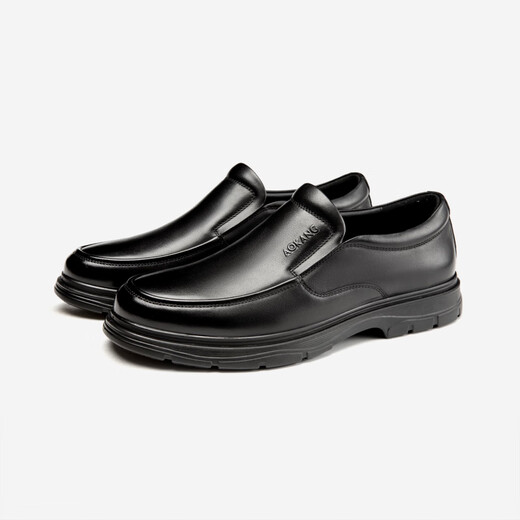 Aokang Men's Shoes Autumn New Business Casual Leather Shoes Men's Genuine Leather Soft Surface Comfortable Office Slip-On Shoes 1243314034 Upgraded 2025 Edition 39