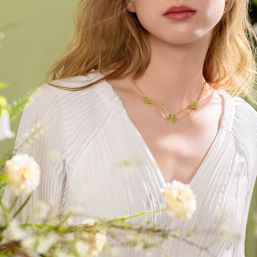 LOLA ROSE Rose Ivy Three-leaf Necklace Women's Clavicle Chain Women's Birthday Gift Holiday Gift for Girlfriend LR50068-Malachite