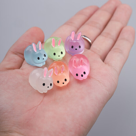 Mini adornos de decoración de la oficina adornos de conejo luminoso de escritorio de escritorio de cristal brillante juego de muñecas de animales luminosos conejo de oreja luminosa 10 colores mixtos