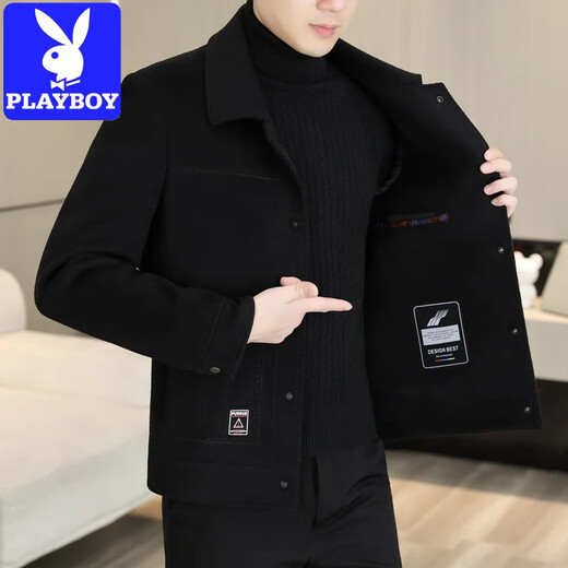 Playboy (PLAYBOY) Double-sided Woolen Coat Men's Autumn and Winter Short Lapel Top Casual Wool Woolen Jacket Coat Men 20936/ 2308 Khaki XL Recommended 126-140Jin Jin equals 0.5 kg