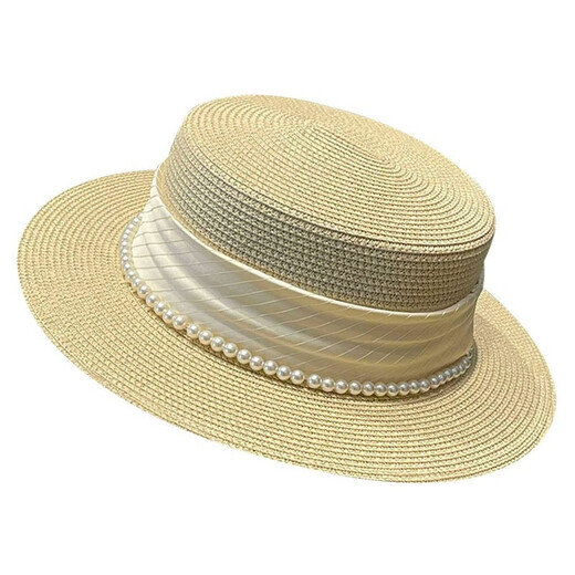 Pengxuan französischer Promi -Stil Top -Hut für Frauen Neue Sommer Elegante Perle Gras gewebt