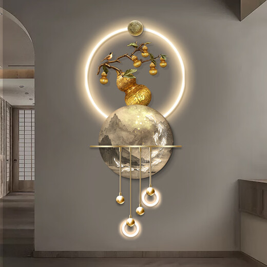 画画小镇新中式葫芦入户玄关装饰画立体创意发光LED灯客厅走廊过道壁挂画 BG6296-BG6297-BG6298 50*123cm 普通挂画不带灯