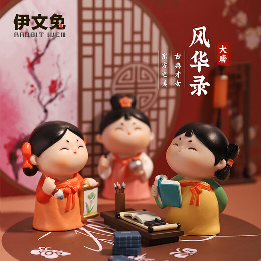 伊文兔（THE RABBIT IVEN）国潮唐小圆摆件盲盒手办西安伴手礼文创礼物生日礼七夕情人节礼物 唐八艺盲盒-整盒八个(不重复)