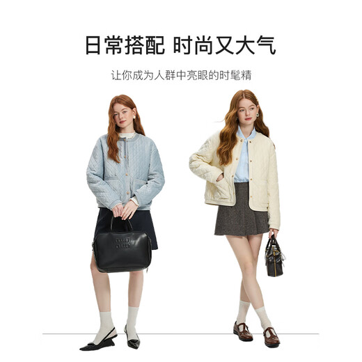 范思蓝恩小香风轻薄丝绒羽绒服女2024秋冬新款外套24FY14135 爱丽丝蓝 S