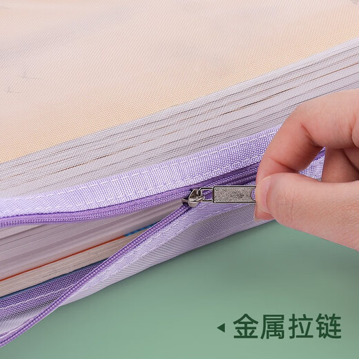 递乐A4文件袋大容量拉链袋学生网纱试卷学科目分类袋收纳作业资料补习袋 三层1484 作业款 三层网纱补习袋 作业款