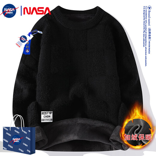 WHIM NASA sweater men's round neck autumn and winter pullover sweater trendy New Year red magenta animal year of the horse year of the year New Year greetings red XL