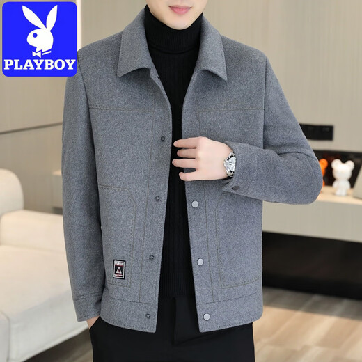 Playboy (PLAYBOY) Double-sided Woolen Coat Men's Autumn and Winter Short Lapel Top Casual Wool Woolen Jacket Coat Men 20936/ 2308 Khaki XL Recommended 126-140Jin Jin equals 0.5 kg