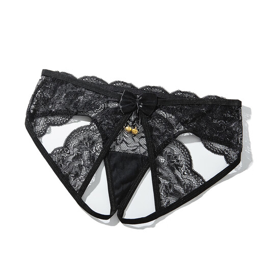 Sexy Lace Fully Transparent Sexy Panties Open and Easy to Take Off Hot Women's Thong High Elastic Perspective Hollow Black M Recommendation 80-115Jin Jin is equal to 0.5kg
