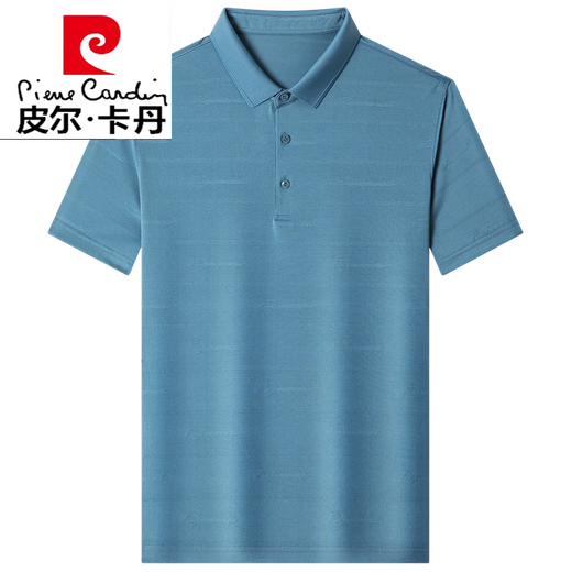 皮尔卡丹（pierre cardin）桑蚕丝短袖t恤男士夏季高端商务休闲真丝pol.o衫男装中袖针织 BY6218-豆绿 L 170【建议120-140斤】