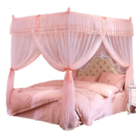 
Floor-standing mosquito net household 2024 new wedding bed tent three-door encrypted thickened wedding room pattern account 9923 pink 1 point 2m4 feet bed