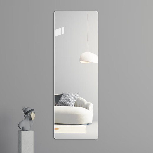 Yo-ai Mirror Wall Sticking Self-adhesive Frameless Full-body Mirror Mirror Mirror Home Bedroom Fitting Mirror Wall Sticking Mirror Makeup Mirror Rounded Corner 30*60 [HD Glass Can Be Hangable]