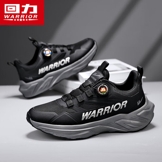 回力（Warrior）跑步鞋男士旋转纽扣男鞋耐磨运动鞋男3899黑色43