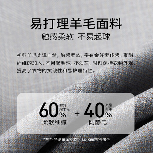 Guillaume wool suit men's suit wedding groom gray simple high-end dress business formal anti-wrinkle suit suit alchemical gray top + pants 48