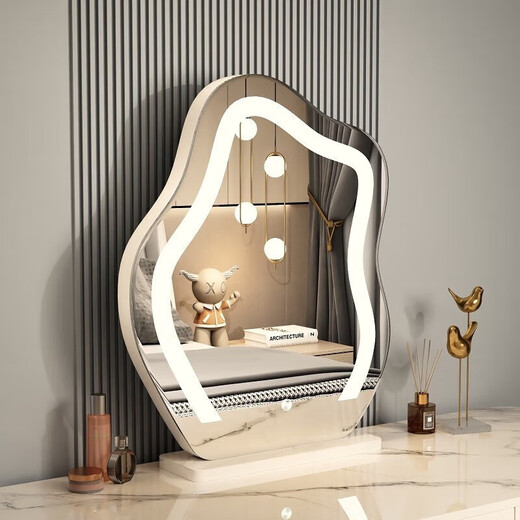 Perfeden Optional Rotating Bedroom Cloud Smart Cosmetic Mirror HD Desktop LED Light Mirror Dressing Table Cosmetic Mirror Beauty Mirror Plug-in Large Fixed Cloud Mirror White