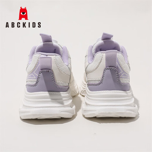 ABC KIDS儿童运动鞋春秋网面透气时尚休闲纽扣男女童跑步鞋3150PY白紫29