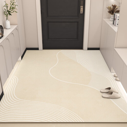 Entry door floor mat cream style entrance foot mat dirt-resistant pvc leather free washable and anti-slip door carpet Musan A15925 120*160cm [No damage after long-term stepping, thick and durable]