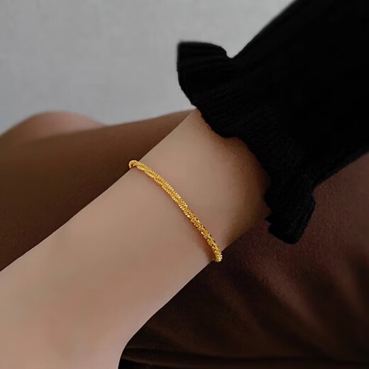 Shudou Lao Phoenix 999 withdrawal benefit 18K gold sparkling bracelet for women 2025 new color gold bracelet Lao Feng