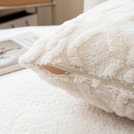 FANCYCHICins style pillow color double-sided cream pillowcase 50x50 living room sofa square velvet cushion with core cushion TF beige 40X40 (pillowcase + pillow core)