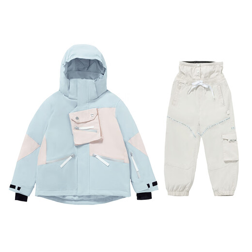 Vector children's ski suit, thickened boys and girls equipment, warm, waterproof and windproof outdoor ski clothes, Ice and Snow Park+_Ice and Snow Park Overalls_Men and Women M 150_Suitable for height 145-155c
