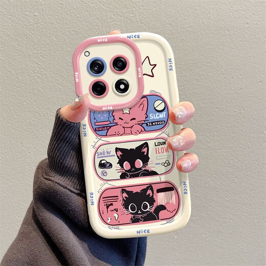 Excellent choice for OnePlus 12 mobile phone case Ace cartoon ins wind star eye cat trendy brand OnePlus AcePro silicone OnePlusAce3V mobile phone case OnePlus Ace3 all-inclusive anti-fall round shell - white - BS3893 black cat + a1948 rose red OPPO Reno 10