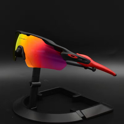 Oakley 9208 Radsport Sonnenbrille Oakley Tag und Nacht Dual-Purple-Photosensitive Farbwechsel Sport Sonnenbrille Schwarzes Rahmen Schwarzes Blatt-polarisierte photosensitive Farbänderung 2 Linsen transparent Blau