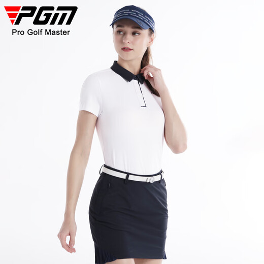 PGM高尔夫服装女装夏季短袖上衣透气显瘦T恤POLO衫 吸湿 透气 YF674-白色【上衣/3A级抑菌】 L