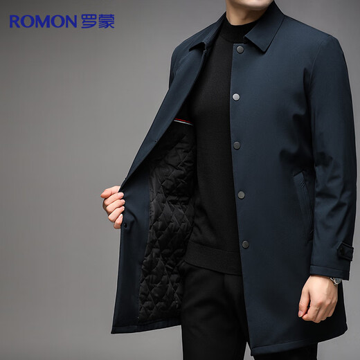 Luo Meng thickened warm mid-length windbreaker men's autumn and winter coat lapel cotton coat cotton jacket cotton coat coat top men's clothing