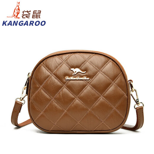袋鼠（KANGAROO）女包2024新款时尚三层小圆包女斜挎包软皮气质百搭女手提包单肩包 黑色