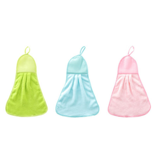 Qianhui hanging towel absorbent towel for home kitchen and bathroom thickened hand towel 1 pack random color